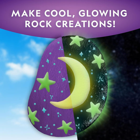 NATIONAL GEOGRAPHIC Glow in the Dark Rock Painting Kit - Arts & Crafts Kit for Kids, Decorate 15 River Rocks with 15 Paints & Art Supplies, Kids Craft