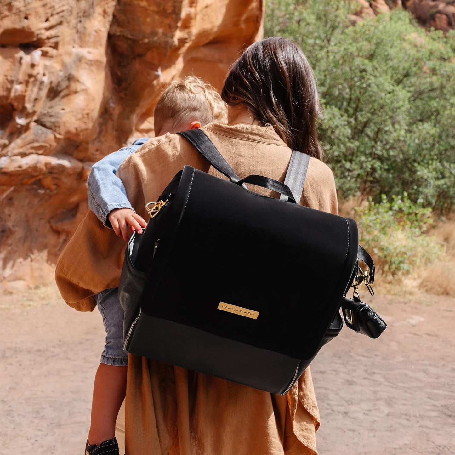 Boxy Backpack, Diaper Bag, Stylish Baby Bag, Spacious Backpack, On-The-Go Moms, Twilight Black