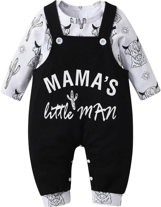 Newborn Baby Boys Animals Clothes Suit Set Infant Long Sleeve Letter Print Rompers Overalls Suspender Pants Outfits