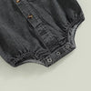 Infant Newborn Baby Boys Girls Denim Jumpsuit Solid Short Sleeve Turn-Down Collar Baby Jumpsuits Summer Buttons Casual Bodysuits