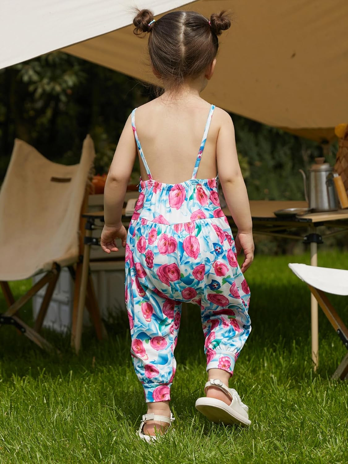 Toddler Girls Jumpsuit Clothes Sleeveless Spaghetti Strap Romper Summer Baby Rompers with Pockets 1-6 Years