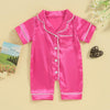 REDWOON Infant Baby Girl Boy Silk Jumpsuit Pajamas Short/Long Sleeve Button-Up Satin Pjs Footie Romper Pajama Nightgown