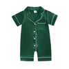 REDWOON Infant Baby Girl Boy Silk Jumpsuit Pajamas Short/Long Sleeve Button-Up Satin Pjs Footie Romper Pajama Nightgown