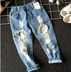 1-8Yrs School Boys Clothes Children Broken Hole Jeans Pants New 2021 Baby Girls Jeans Pants Brand Trousers Fashion Jeans