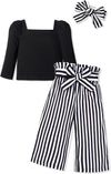 Girls Clothes Set Kids Summer Outfit Sleeveless Tie Knot Tank Top and Shorts 2 Pcs Clothing Sets 5-14 Years