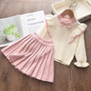 Kids Christmas Sweet Knitwear Suits Girls Baby Plaid Sweaters Coats Suspender Dress Outfits Princess Clothes Sets