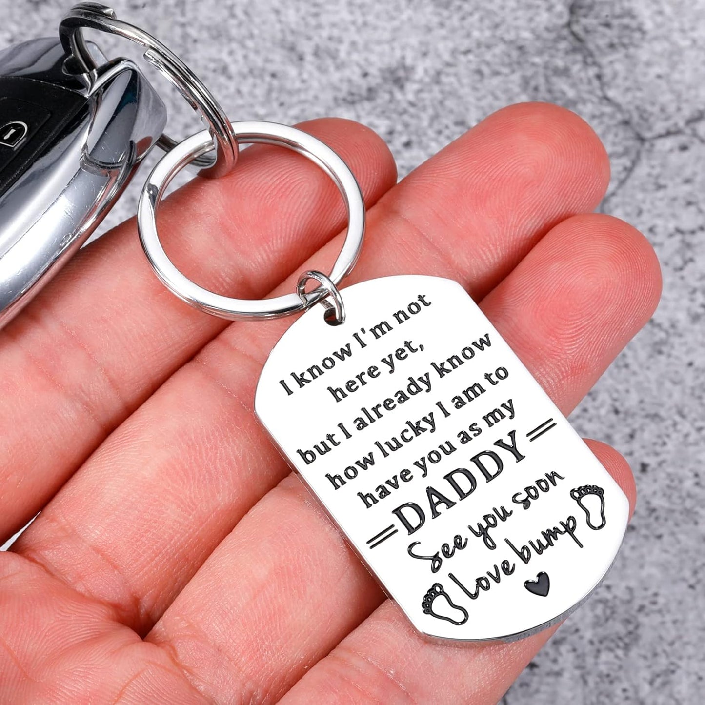First Fathers Day for New Dad Gifts from Baby Boy Girl First Time Dad Daddy to Be Soon to Be Dad Keychain New Parents Pregnancy Announce Expecting Dad Gifts from Mom Wife Birthday Christmas