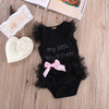 Kids Newborn Infantil Baby Girls Bow Embroidered Little Black Dress Fashion Letter Romper Jumpsuit