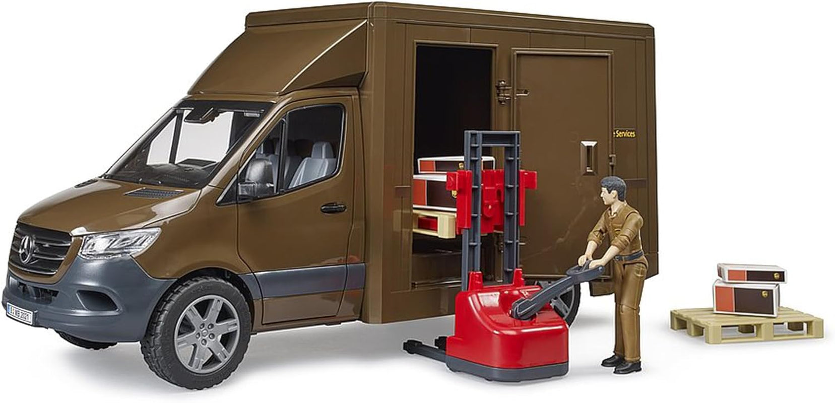 02678 MB Sprinter UPS with Driver & Accessories, Brown/Red