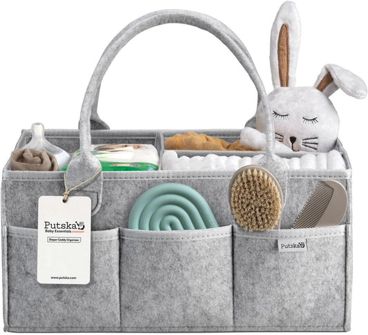 Nursery Storage Basket - Baby Diaper Caddy Organizer for Diaper Station, Newborn Essentials, Baby Shower Gifts and Registry Must-Haves for Boy or Girl