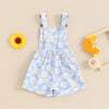 Floral Print Children Girls Overall Casual Summer Daisy Print Sleeveless Kids Shorts Romper Jumpsuit for Newborn Toddler Clothes