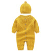 Autumn Newborn Girl Boy Knitted Jumpsuits Outfits Baby Rompers Caps Clothes Sets Winter Long Sleeve Toddler Infant Overalls 2Pcs