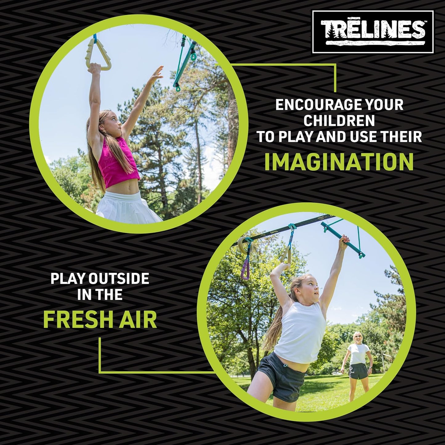 Trelines Ninja Adventure Line 36 Ft - Black Metal Swing Set