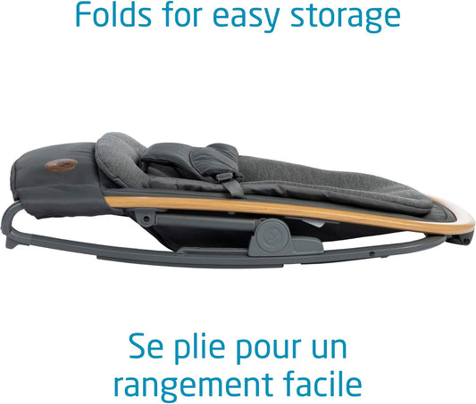 2-In-1 Kori Rocker, Folds Flat, Travel, Washable Fabrics, Classic Graphite