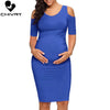 Chivry New Maternity Women Pregnancy Dresses Mama Clothes O-Neck Solid Sexy off Shoulder Bodycon Pregnant Women Casual Dress