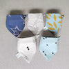 5Pcs/Lot Baby Bibs Triangle Double Cotton Bibs Cartoon Print Saliva Towel Baby Boys Girls Feeding Apron Cotton Bandana Bibs