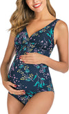 Maternity One Piece Swimsuits Bathing Suits V-Neck Pregnancy Swimwear Bikini