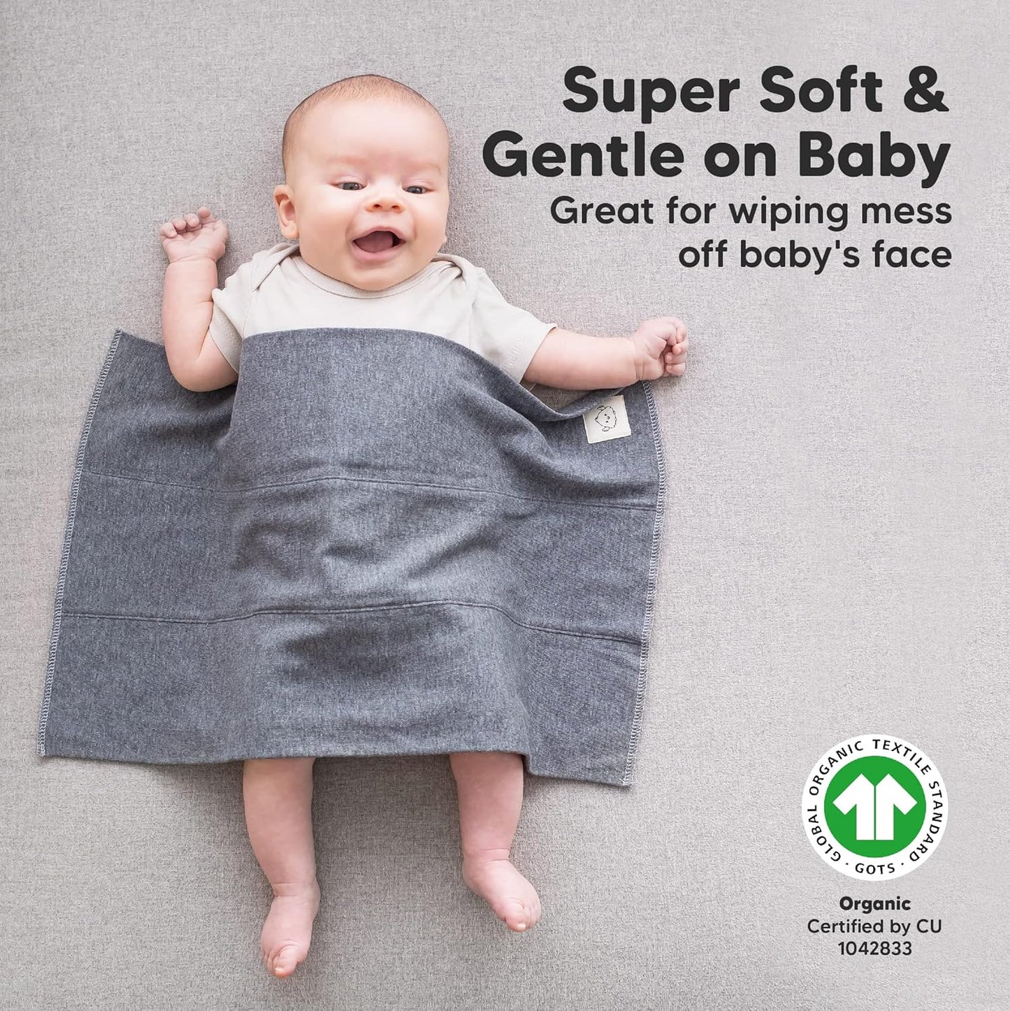 Organic Burp Cloths Baby Boy, Girl - 6-Pack Large Cotton Burping Cloths for Babies, Spit up Rags, Super Absorbent, Ultra Soft Newborn Rag, Gender Neutral, Machine Washable, Durable (Neutrals)