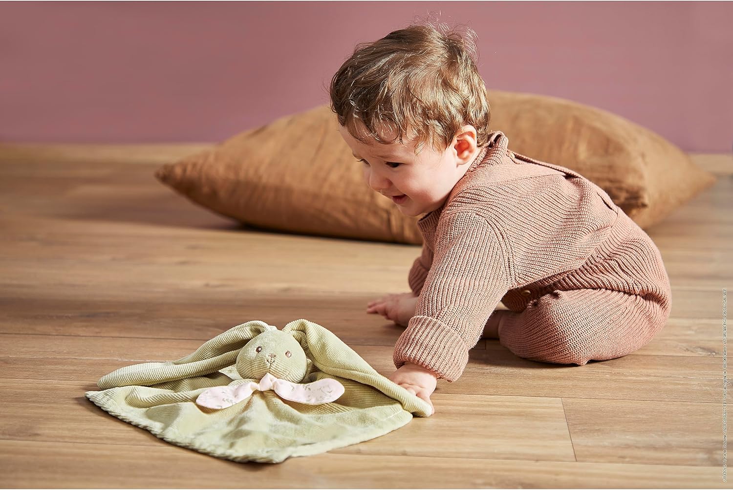 - Square Doudou Rabbit Green - Lapinoo - Soft Polyester and Micro-Velvet Baby Comfort Blankie - Early Development Toy - from Birth - K218016.