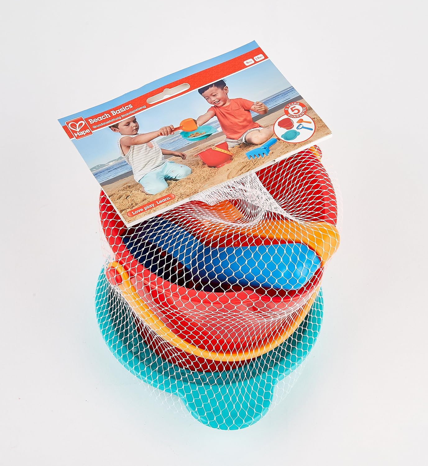 Beach Basics Sand Toy Set Including Bucket Sifter, Rake, and Shovel Toys, Multicolor