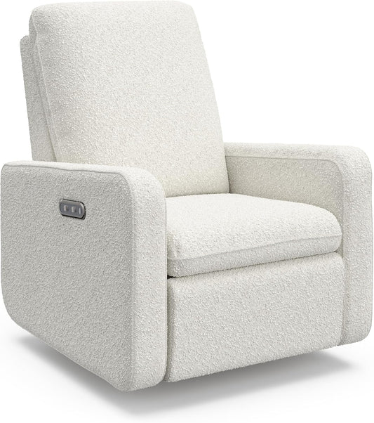 Teddi Power Recliner Swivel Glider (Ivory Boucle) – GREENGUARD Gold Certified, Certipur-Us Certified Foam, Electronic Power Recline, USB-A & USB-C Charger, Premium Cushioning & Comfort