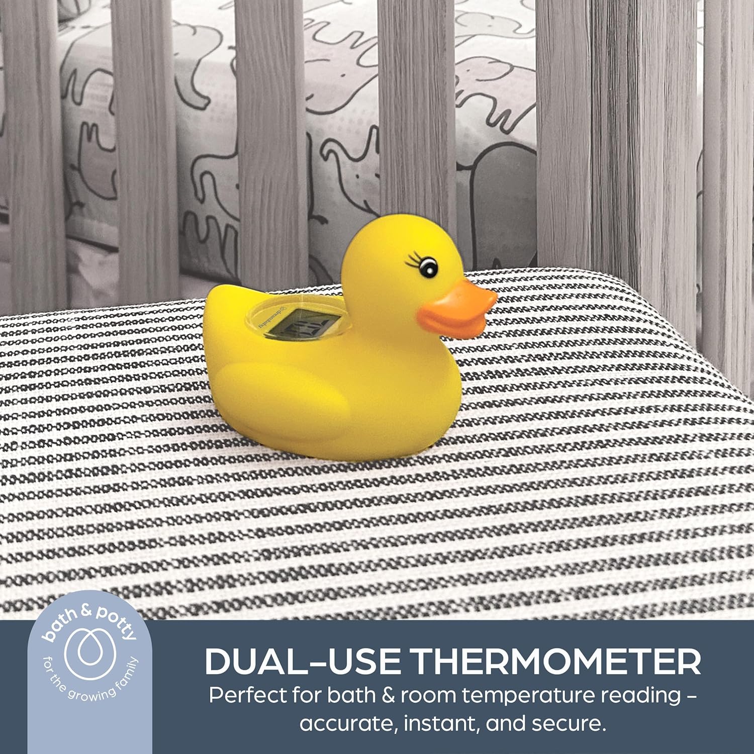 Duck Baby Bath Thermometer - Instant Read Digital Thermometer for Water and Room Temperature - Floating Baby Bath Toy - Newborn Must-Have