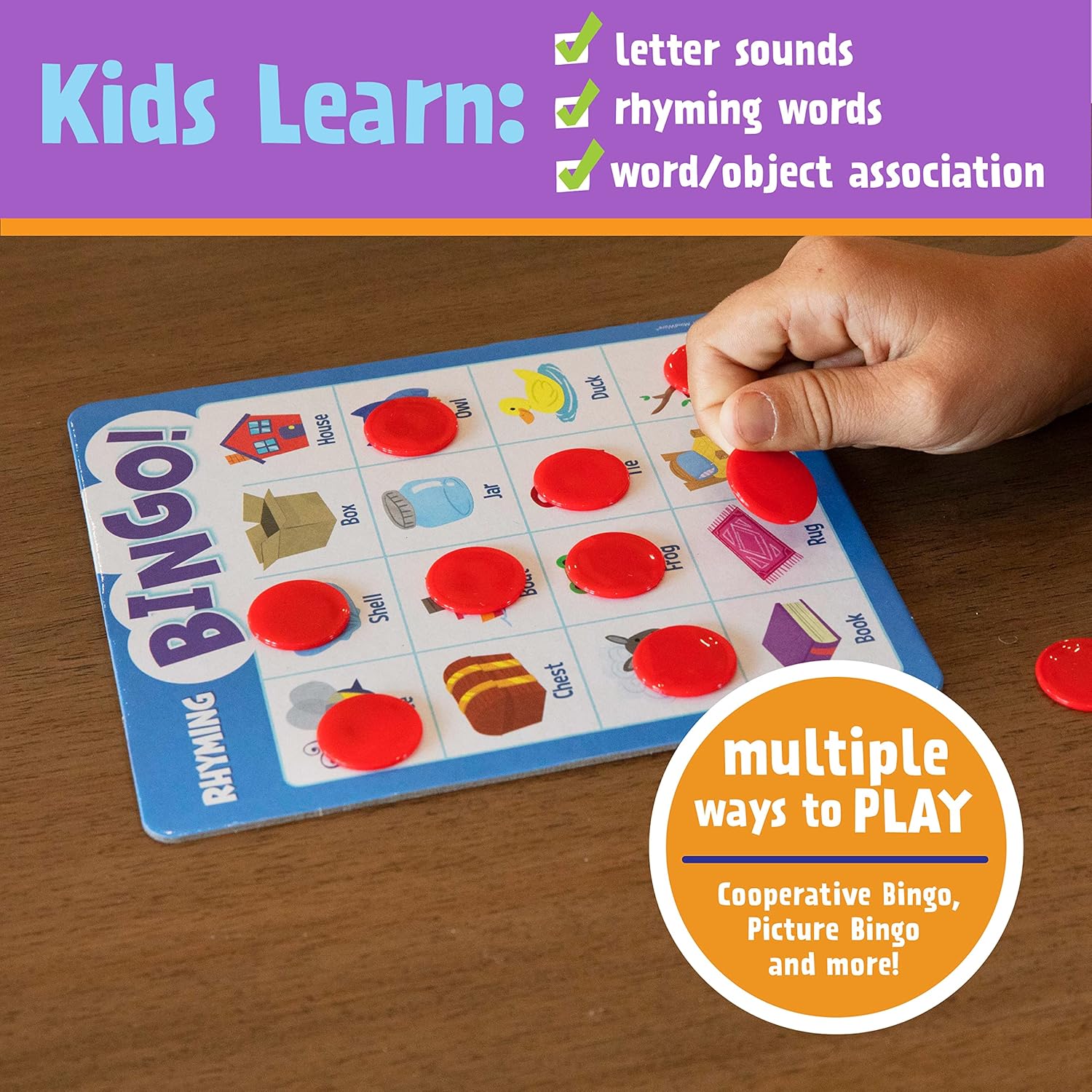 Rhyming Bingo - Reading and Learning Game for Kids Ages 4 Years and Up