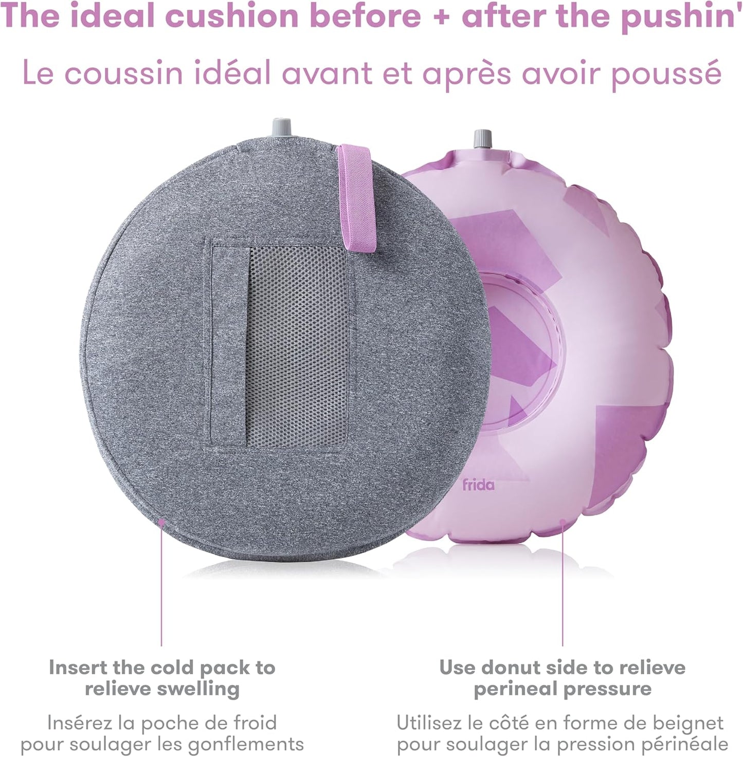 Frida Mom Donut Pillow Perineal Comfort Cushion with Cold Pack for Pain Relief, Postpartum Essentials