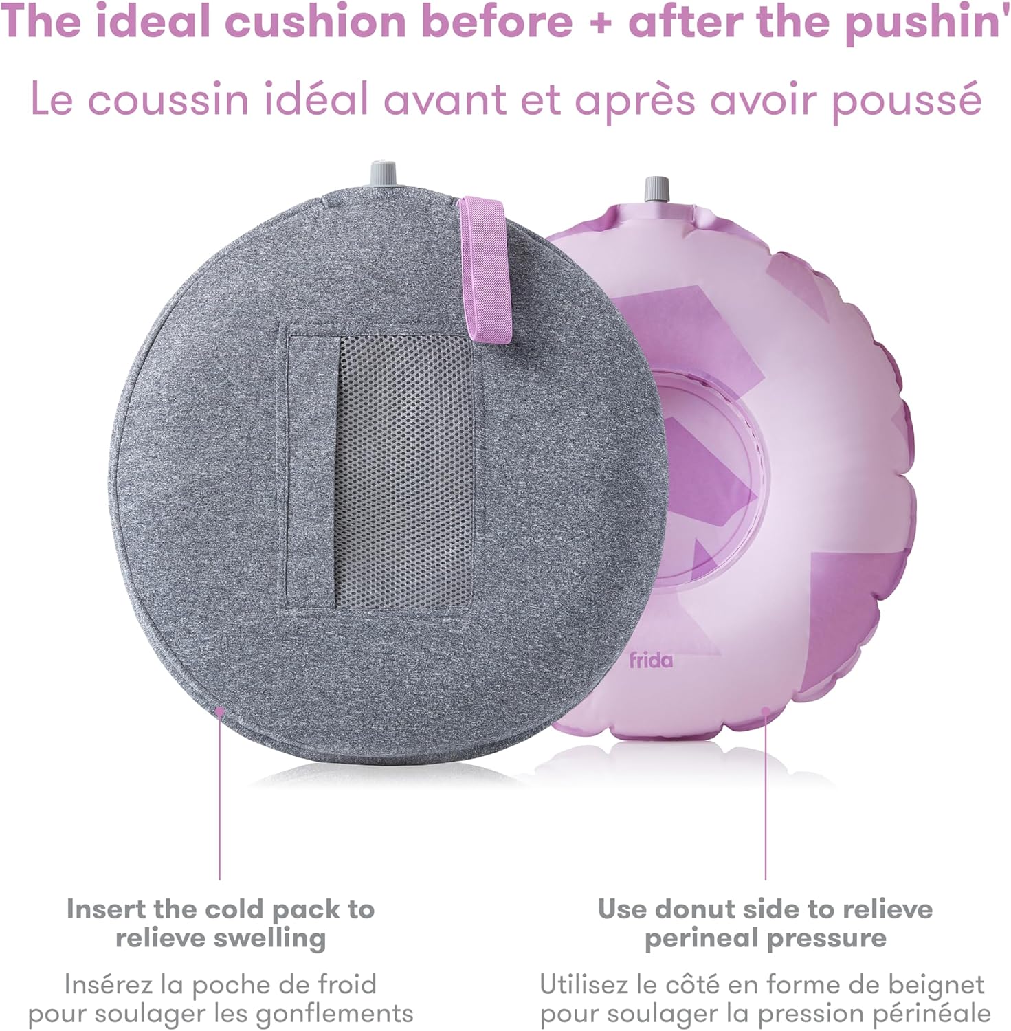 Frida Mom Donut Pillow Perineal Comfort Cushion with Cold Pack for Pain Relief, Postpartum Essentials