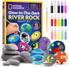 NATIONAL GEOGRAPHIC Glow in the Dark Rock Painting Kit - Arts & Crafts Kit for Kids, Decorate 15 River Rocks with 15 Paints & Art Supplies, Kids Craft