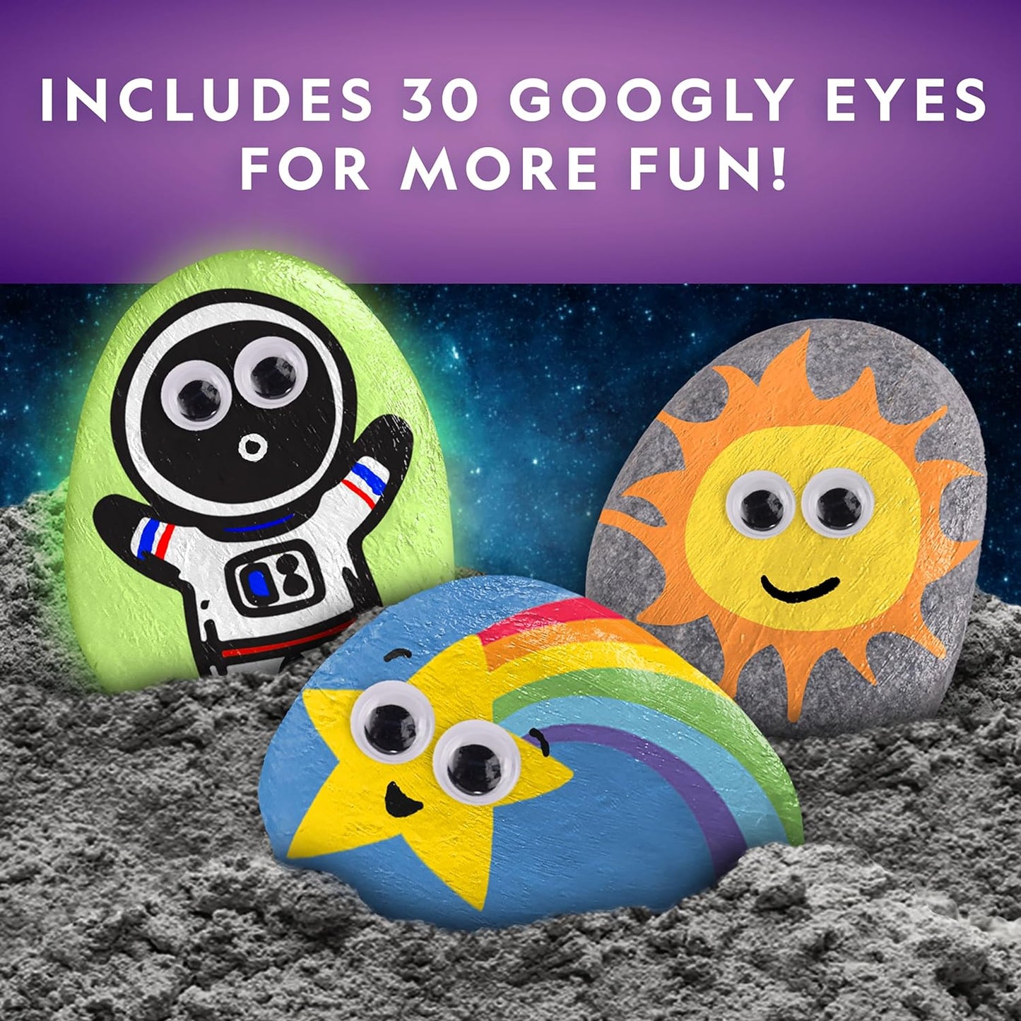 NATIONAL GEOGRAPHIC Glow in the Dark Rock Painting Kit - Arts & Crafts Kit for Kids, Decorate 15 River Rocks with 15 Paints & Art Supplies, Kids Craft