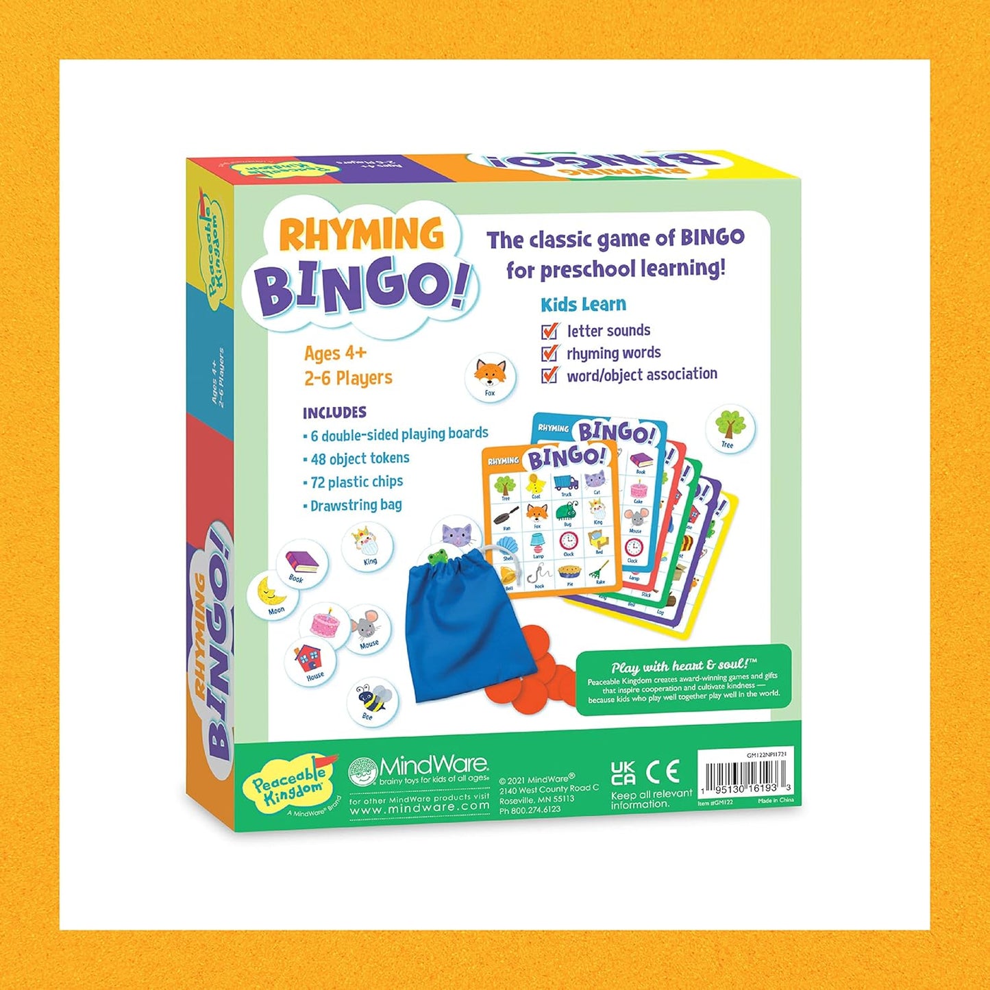 Rhyming Bingo - Reading and Learning Game for Kids Ages 4 Years and Up