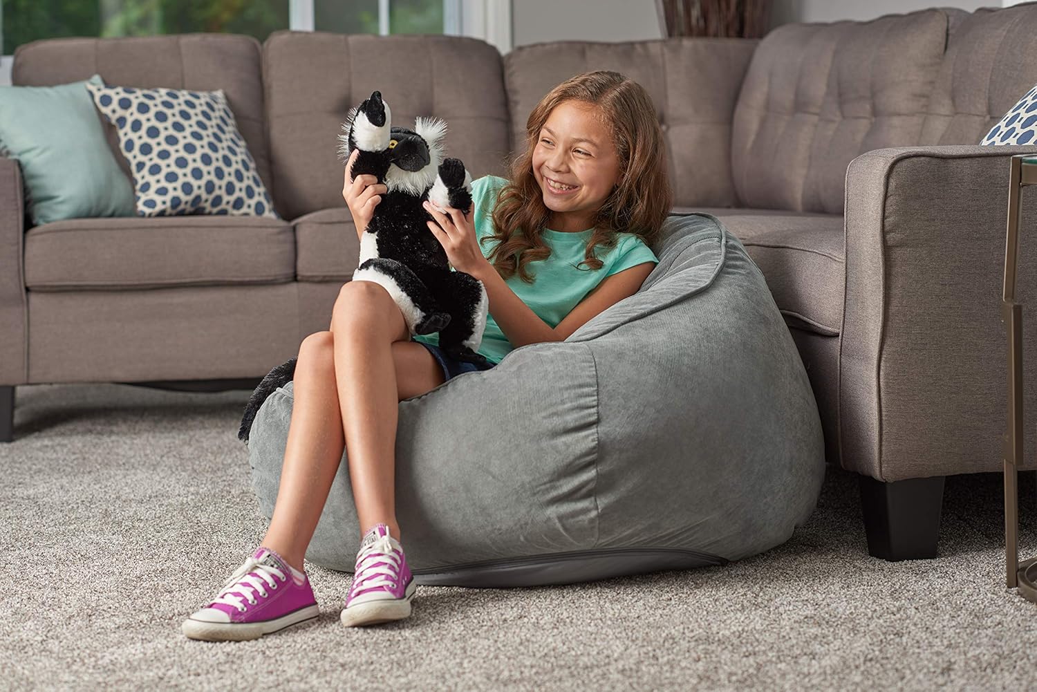Lemur Plush Stuffed Animal Toy, Gifts for Kids, Black and White, 12 Inches
