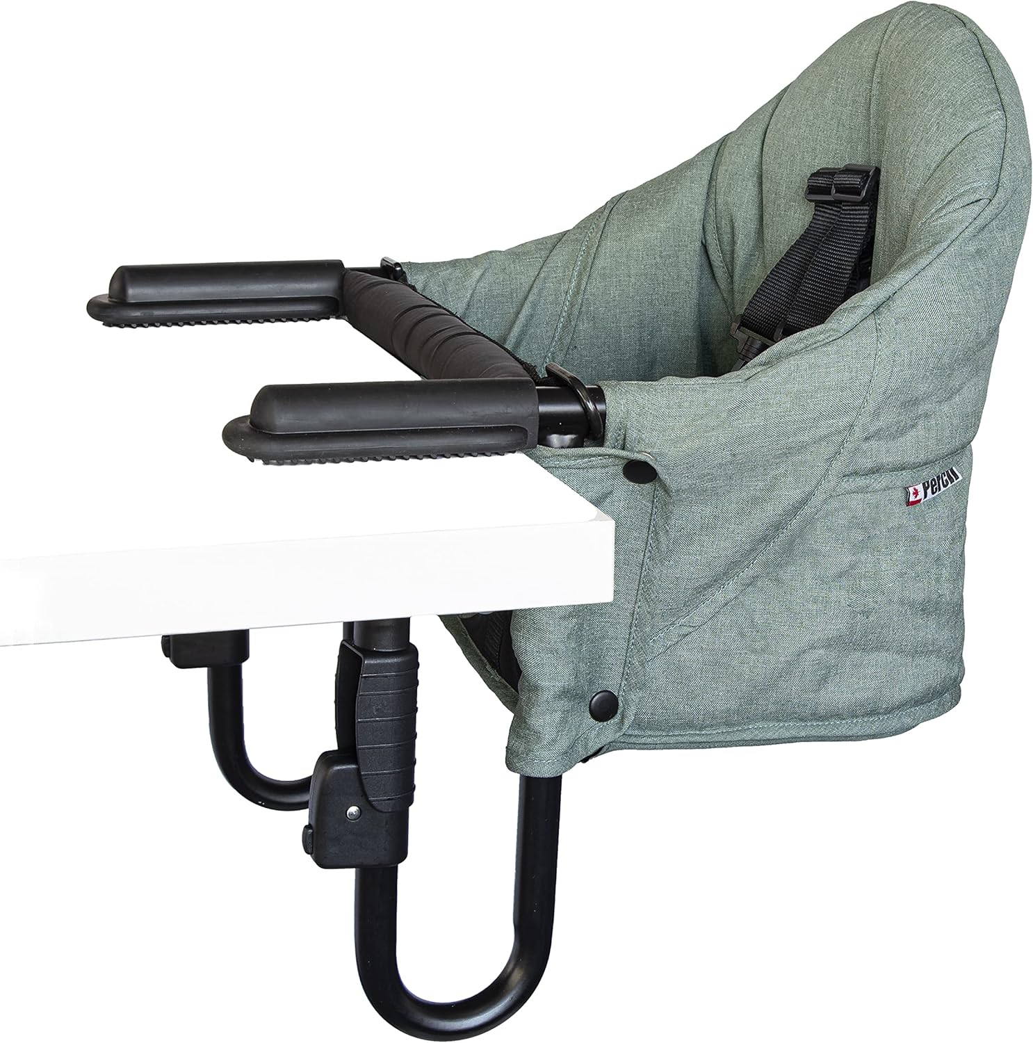 Perch Clip on Table Chair – Easy Setup for Travel (Restaurants, Picnics), at Home (Kitchen Islands, Dining Tables) - Secure & Portable Seating, Machine Washable Fabric - Forest Green