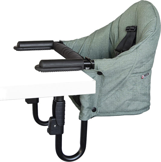 Perch Clip on Table Chair – Easy Setup for Travel (Restaurants, Picnics), at Home (Kitchen Islands, Dining Tables) - Secure & Portable Seating, Machine Washable Fabric - Forest Green