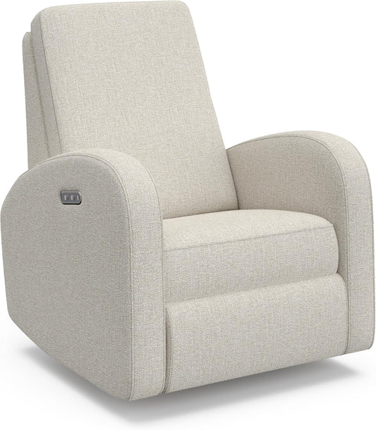 Santa Monica Power Recliner Swivel Glider (Dune Basketweave) – GREENGUARD Gold Certified, Certipur-Us Certified Foam, Effortless Electronic Power Recline, USB-A & USB-C Charger