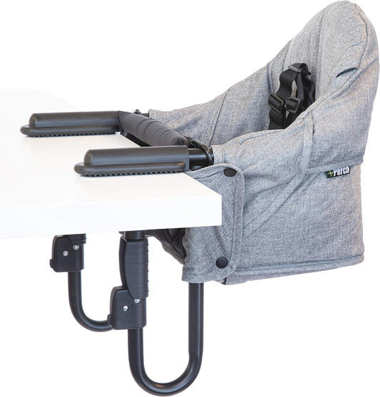 Perch Clip on Table Chair - Easy & Secure Setup for Travel (Including Restaurants, Picnics), at Home (Kitchen Islands, Dining Tables) with Machine Washable Fabric, Salt & Pepper (GG201SP)