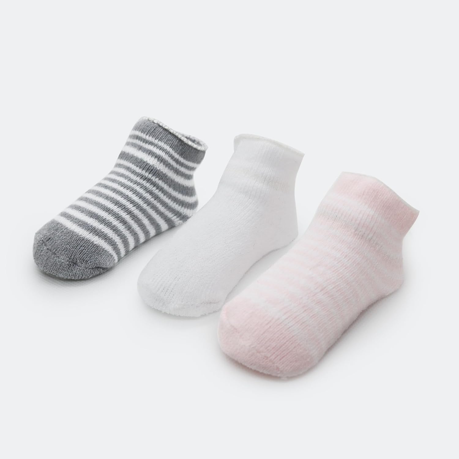 6-Pack Terry Newborn Socks - Pink/Grey