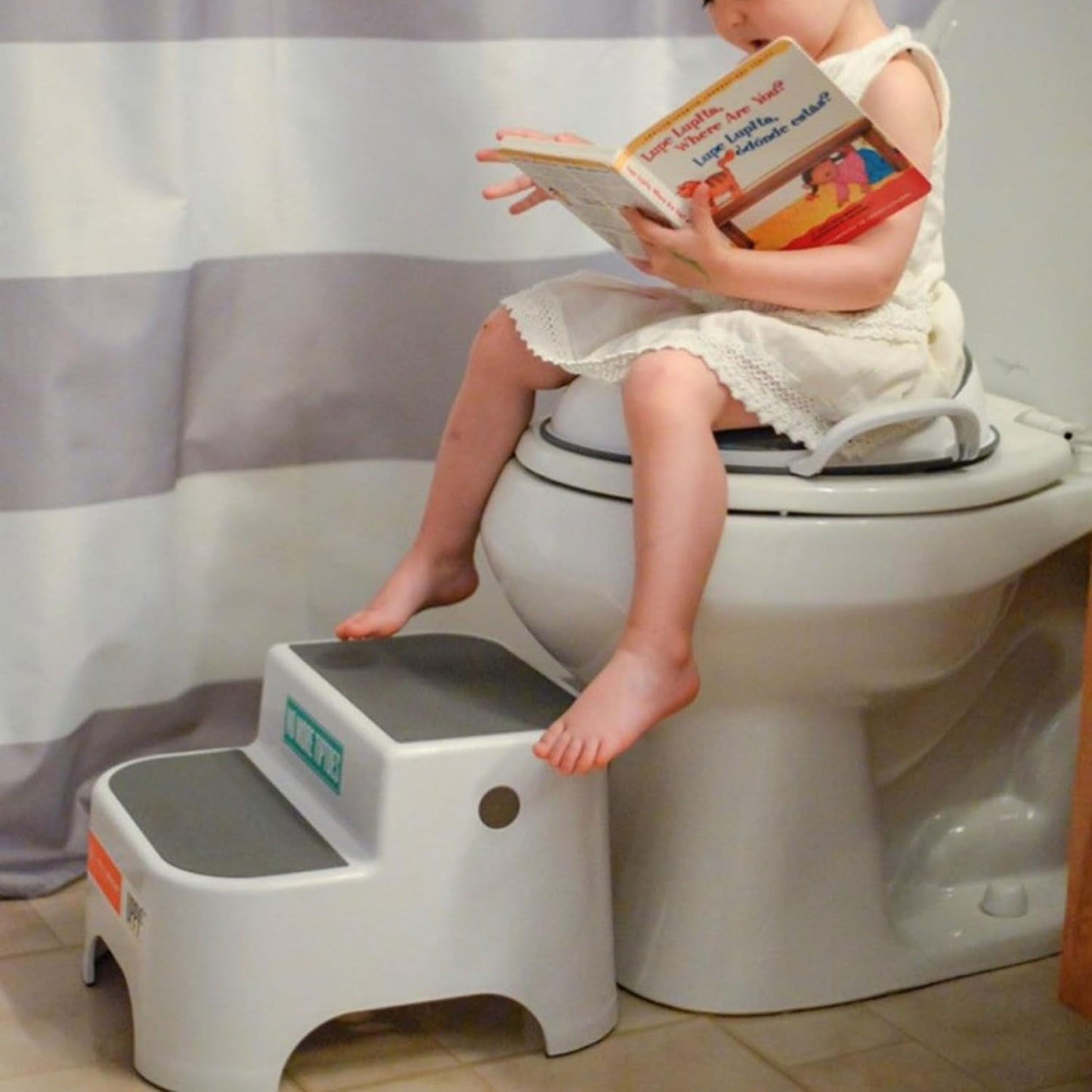 2-Step Stool for Kids, Potty Training Stool for Bathroom Sink, Kitchen and Bedroom - Storm
