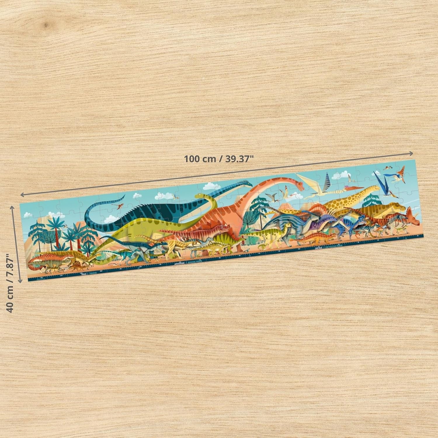 • Panoramic Dino Puzzle for Kids 6-10 Years • 100 Pieces 100 X 20 Cm • Cardboard Puzzle • Sturdy Puzzle Box and Poster • Educational Toys Gift for Boys and Girls • J02540