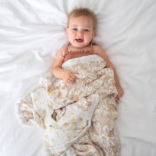 Silky Soft Bamboo Viscose Baby Blanket, Crib Bedding for Newborn Baby and Toddler, Nursery Blanket for Boys and Girls, Baby Registry and Shower Gift, Natural Woodland