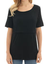 Maternity Women'S Simple Basic round Neck Maternity Nursing Tee, Comfort Soft Breathable Casual Crew Neck Short Sleeve Breastfeeding T-Shirt for Summer, Summer Outfits, Maternity Clothing for Daily Wear
