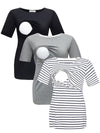 Maternity Women'S Simple Basic round Neck Maternity Nursing Tee, Comfort Soft Breathable Casual Crew Neck Short Sleeve Breastfeeding T-Shirt for Summer, Summer Outfits, Maternity Clothing for Daily Wear