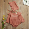 2020 Baby Spring Autumn Clothing Newborn Baby Girl Cotton&Linen Clothes Ruffle Romper Embroidery Jumpsuit Hat 2PCS Outfit