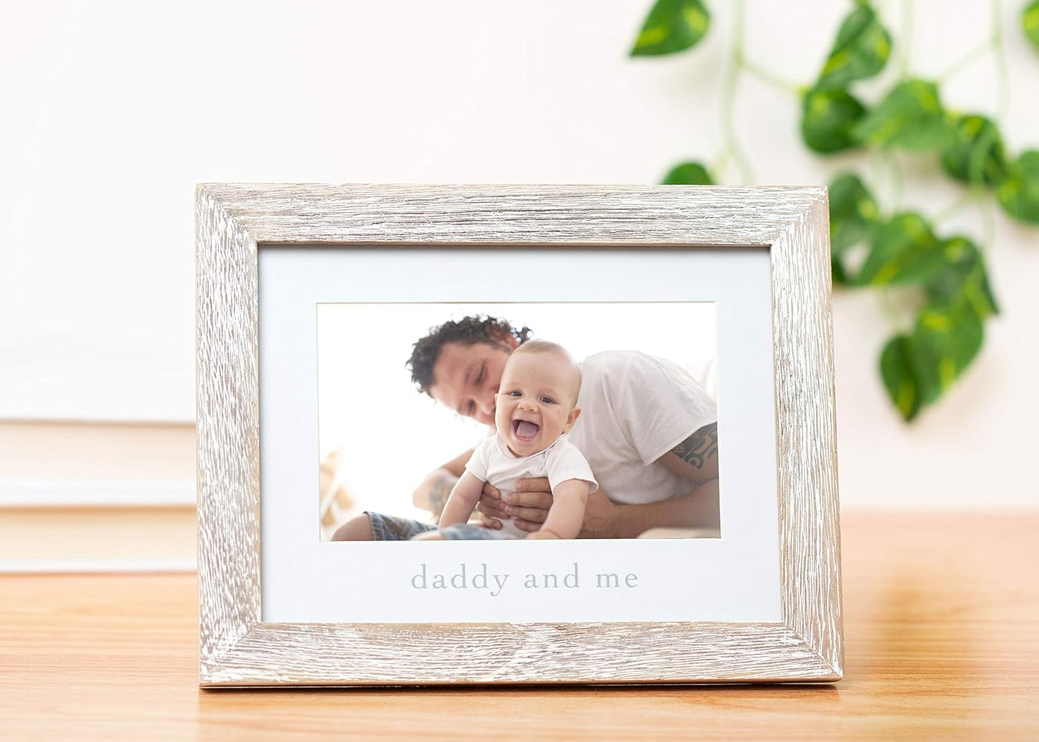 Daddy & Me Baby Picture Frame, Gender-Neutral Dad & Baby Frame, Nursery Decor, 4" X 6" Photo Insert, Wood