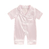 REDWOON Infant Baby Girl Boy Silk Jumpsuit Pajamas Short/Long Sleeve Button-Up Satin Pjs Footie Romper Pajama Nightgown