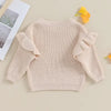 Baby Solid Color Ruffle Sweater Knitted Autum Winter Baby Girl Clothes round Neck Kid Toddler Girl Pullover Baby Outerwear