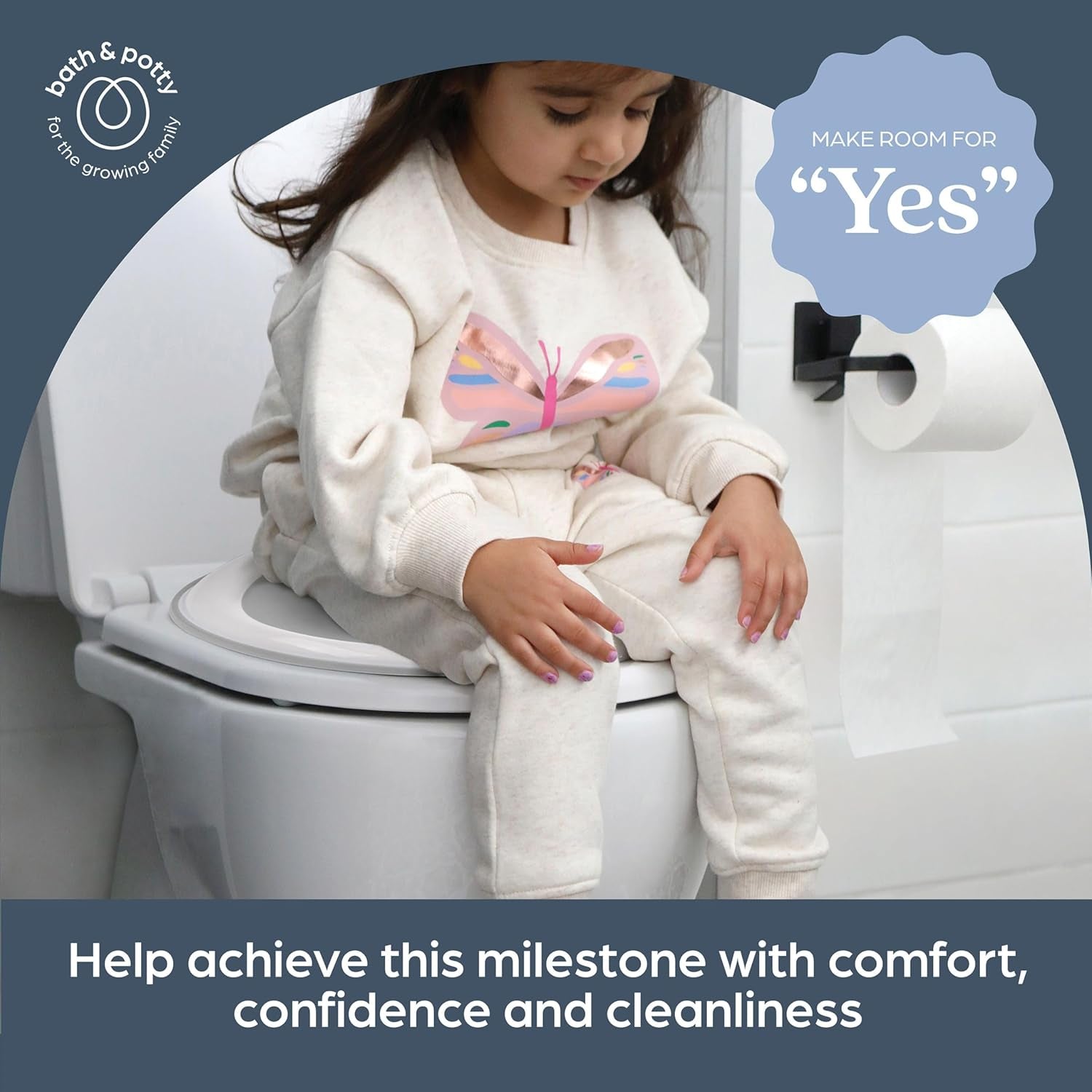 Ezy-Potty Toilet Seat Topper - Toddler Potty Training Toilet Seat Attachment - Non-Slip and Great for Travel, Grey