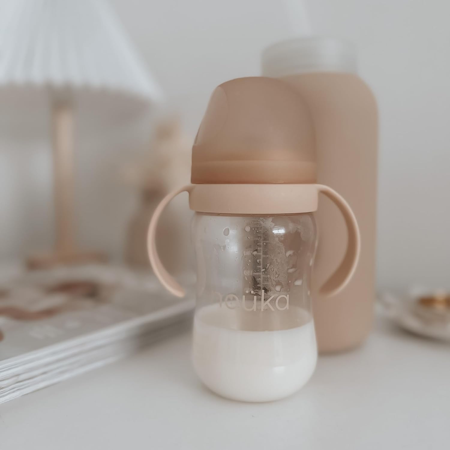 Transitional Baby Bottle/Sippy Cup | Non Spill | Easy Grip Double Handles | Dishwasher Friendly | Moss | Size 8 Oz