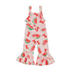 Toddler Girl Bell-Bottom Jumpsuit Bow/Watermelon/Strawberry Square Neck Knotted Flare Pants Overalls Baby Summer Clothes